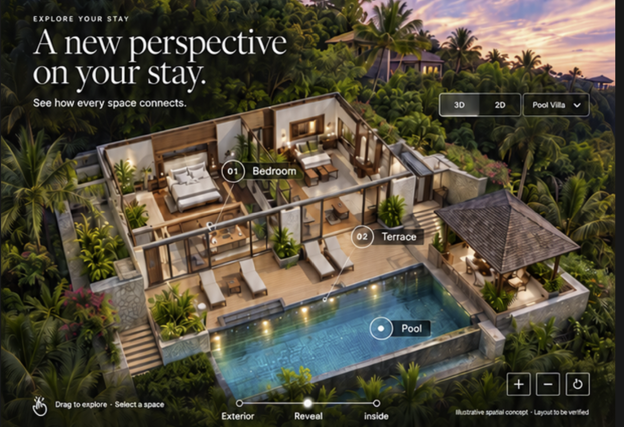 Approved illustrative villa cutaway image; not a navigable 3D model or verified architecture